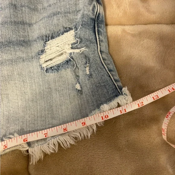 Eunina Blue Jean Shorts Distressed Frayed Hem - Picture 7 of 8